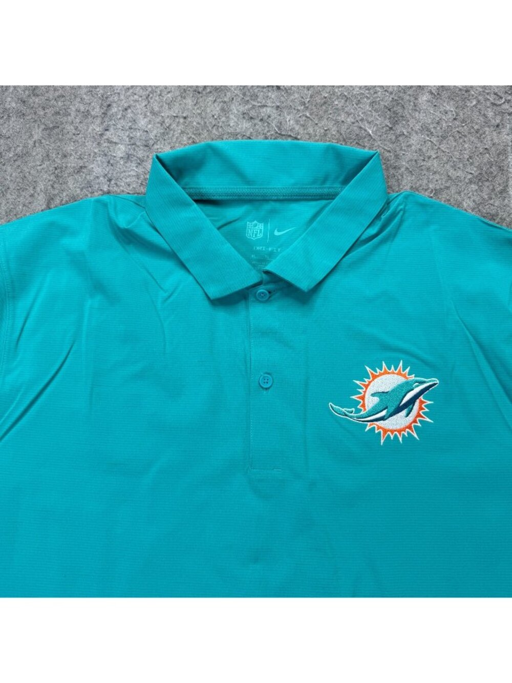 Miami Dolphins Nike Performance Polo Shirt  Men XL Blue DRI-FIT Short Sleeve